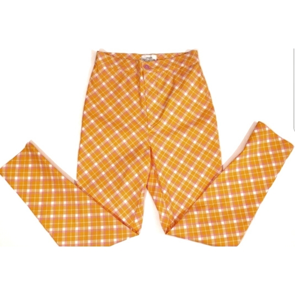 Urban Outfitters Pants - Urban Outfitters Orange Plaid Straight Leg Capri